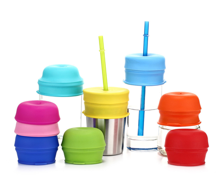 Silicone Sippy Straw Cup Deksels Voor Kleuters Baby's Drinkstokjes Herbruikbare Verspilling-proof Yeti Rambler Mason Cups Muggen Deksels