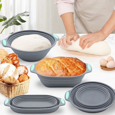 Premium siliconen zuurdeseg broodproofing & bakmand set - Inclusief ovale & ronde opvouwbare kommen (9,5 inch) - Oven & vaatwasser kluis, cadeautjes voor ambachtelijke bakkers