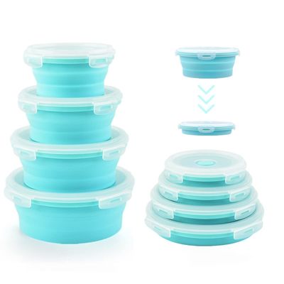 Goede prijs. Opvouwbare kompen voor kamperen Set van 4 siliconen voedselopslagcontainers met deksels Silicone lunchbox BPA-vrij oven kluis online