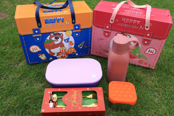 Goede prijs. Christmas Silicone Lunch Gift Set – Foldable Bento Box, Stainless Steel Water Bottle, Food Storage Bag & Festive Cutlery | Eco-Friendly Holiday Tableware Bundle online
