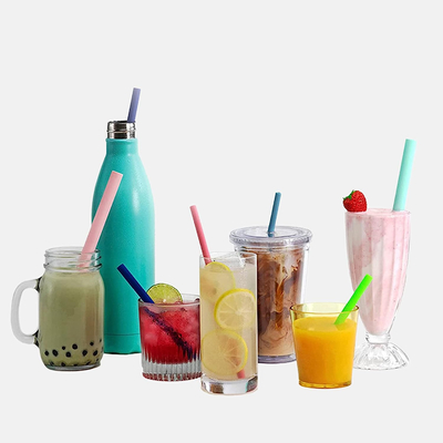 Wasbare het Stro Onschadelijke Veelkleurig van Smoothie van het Cocktailsilicone