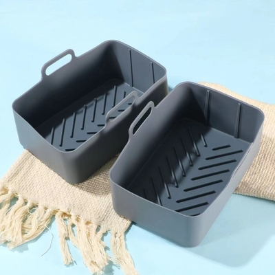Goede prijs. Air Fryer Silicone Liner Rectangular voor Foodi Dubbele, herbruikbare Air Fryer Pot Vervanging Baking Tray Basket Insert online