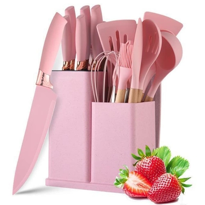 Goede prijs. 19pcs Non-Stick Silicone Kookgereedschap Spatula Set Met Houder, Houten Handle Silicone Keuken Gadgets online