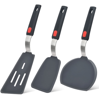 Silikon Spatule Turner Set van 3 hittebestendige kookspatules voor niet-klevend kookgerei Grote flexibele keukengerei