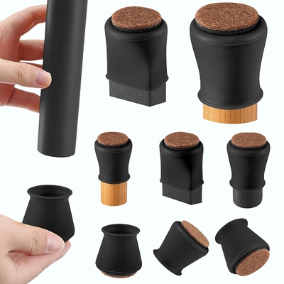 Silicone stoel Leg Floor Protectors Meubels Leg Protectors Met Felt Zwart Tafel Leg Pad Bruin