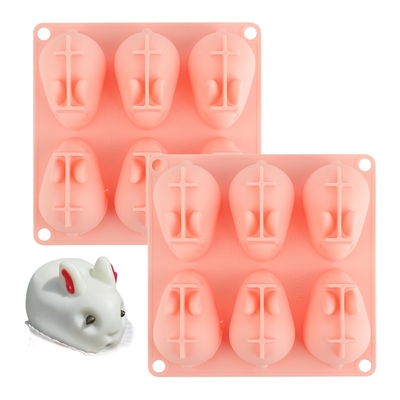 3D Mini Silicone Bakvorm Voor Mousse Cake Fondant Zeep IJs Chocolade Candy Konijn Vormen 6 holte