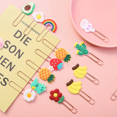 Leuke tekenfilmpjes Silicone boekmerken met kleurrijke paperclips voor kinderen school leraar kantoorvoorraad