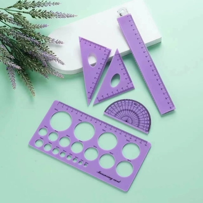 4 stuks set 12 inch rechte / driehoek flexibele regel wiskunde meetkunde gereedschap voor school klaskamer kantoor kinderen