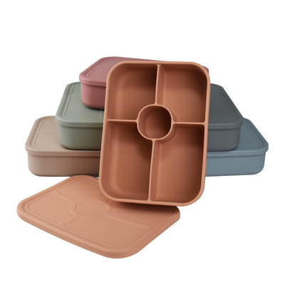 Goede prijs. Silicone lunchcontainer met lekkagebestendige deksels, siliconen bento box microwave lunchbox voor werk picknicks online