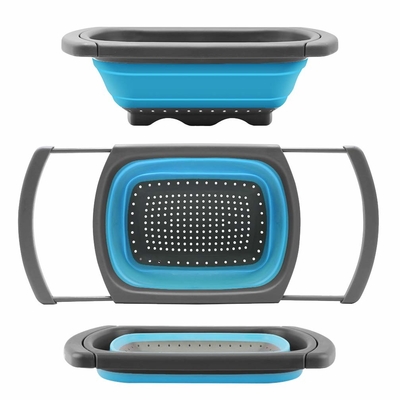 Silikon opvouwbare colander strainer over wastafel groenten/fruit colanders strainers (6Quart) met uitbreidbare handvat