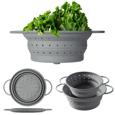 Silicone opvouwbare colander set voedsel strainer en 9 inch mengschotel 2pcs fruit groenten pasta strainer BPA vrij