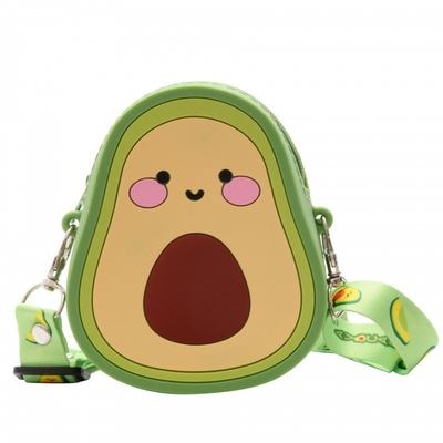 Goede prijs. Cartoon Avocado Silicone Munt Portemonnees schattig Handtasje Hoofdtelefoon Tas Make-up en haar Accessoires Tas Fun Toy Schouder Tas online