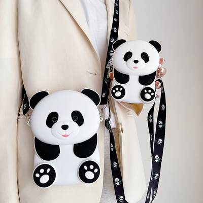 Goede prijs. Panda Duurzame Compacte Silicone Munttas Met Zip Sluiting Kruislichaam Schoudertas Munttas Portemonnee Schoelartikelen online