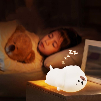 Nachtlicht voor kinderen schattig siliconen puppy nachtlicht met 2 niveaus van helderheid 7 kleuren kawaii touch lamp voor slaapkamer