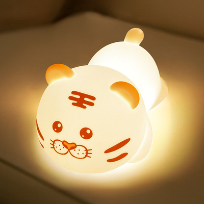 Cute Tiger Silicone Nachtlicht LED Nieuwheid Lamp 3 Level Dimmable Nursery Nightlight USB Oplaadbare Timing Slaaplamp