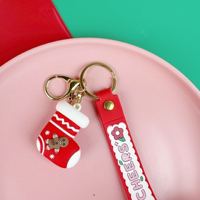 Goede prijs. Leuke kerst siliconen zak hanger sleutelhanger zachte Kawaii auto sleutelhanger charmes voor vrouwen mannen kerst verjaardag kind cadeautjes online