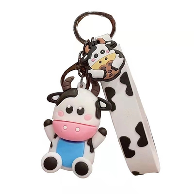Goede prijs. Gepersonaliseerde 3D siliconen koe dieren sleutels hanger sleutelhanger voor tas en rugzak online