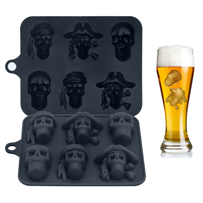 Silicone ijsblokkenbak 3D schedel ijsvorm-2pakket gemakkelijk loslaten voor whisky cocktails en sap dranken