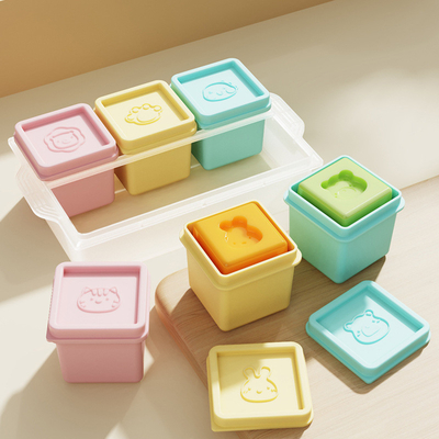 6 pakketten siliconen babyvoedsel opslagvaten 4 oz lekbestendig voor baby's kinderen baby's, microwave vaatwasser veilig BPA vrij ijsblokkenbak