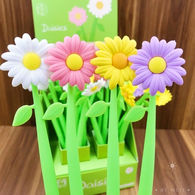 Vloeiende schrijfpen, 12 stuks 0,5 mm zwarte inkt bloemvorm rollende bal schattig gel inktpen voor studenten en school kantoorbenodigdheden (bloem)