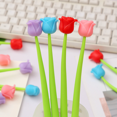 Grappige levende bloemenpennen, creatieve gelinkt Silicone bloemenpennen Bulk, 0,5 mm schrijfpen Voor schoolkantoor Huis, leraar Studentenvrouwen, feest decoratie benodigdheden, 6 stuks/set (Klokjes en dieren)