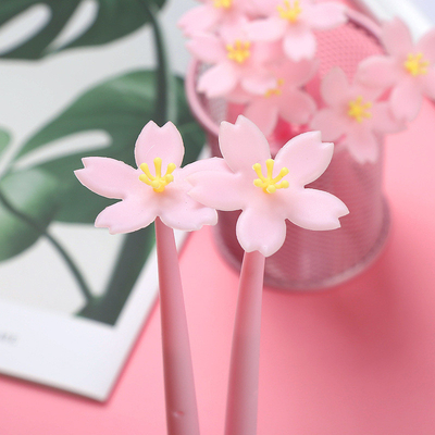 Goede prijs. 12pcs schattig roze bloemen gel inktpennen schrijfpennen 0,5 mm zwart inkt fun kawaii pennen bulk voor kinderen kantoor schoolgeld online