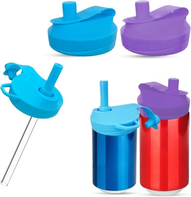 4 Pack Silicone Soda Can Dekkers Met Stro, Soda Can Covers Met Silicone Stro BPA-vrij Herbruikbaar Voor Fits Standard Voor ingeblikte dranken, bier, sap, Seltzer
