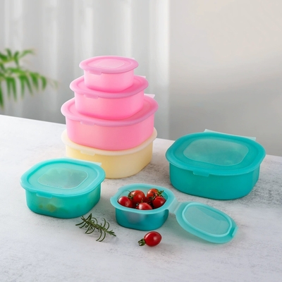 3-pakket vierkant siliconen voedselopslagcontainers ️ voedselkwaliteit, BPA-vrij, magnetisch en afwasmachine veilig, lekvrije deksels, ruimtebesparend stapelbaar ontwerp ideaal voor gezonde maaltijdvoorbereiding, kinderen ️ lunchdozen