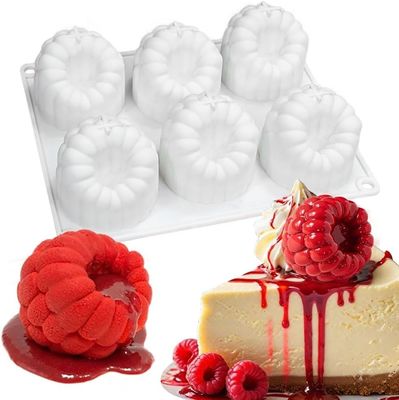 6-holes Raspberries Mousse Cake Mould Food Grade Silicone Forms For Baking 3D Raspberries Pudding Cakes Silicone Mould Dessert Chocolade Forms Rubus Fruit Cake Decorating Tools Non-stick Baking Mould