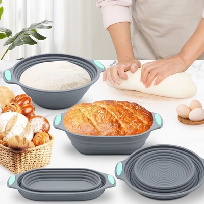 Goede prijs. Premium siliconen zuurdeseg broodproofing & bakmand set - Inclusief ovale & ronde opvouwbare kommen (9,5 inch) - Oven & vaatwasser kluis, cadeautjes voor ambachtelijke bakkers online