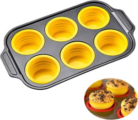 6-Piece Stackable Silicone Baking Pan Set - Temperature Resistant (-40°F to 446°F) Non-Stick Bakeware with Metal Reinforced Frame