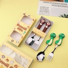 Goede prijs. Cartoon Animal Silicone Spoon & Fork Set 12 Chinese Zodiac Designs 304 roestvrij staal & Food-grade silicone aangepaste kleuren & gepersonaliseerd online