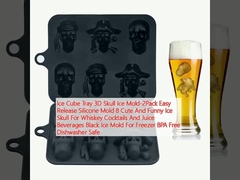 Ice Cube Tray 3D Skull Ice Mold-2Pack Easy Release Silicone Mold 8 Cute And Funny Ice Skull Voor Whisky Cocktails En Sap Dranken Zwarte IJsschimmel Voor Vrieskas BPA Vrije vaatwasser Safe