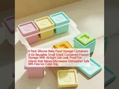 6 Pakketten Silicone babyvoedselopslagvaten 4 oz herbruikbare kleine snackvaten Vrieskas opslag met luchtdichte deksels lekbestendig voor zuigelingen kinderen baby's microwave vaatwasser veilig BPA vrij ijsblokkenbak