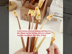 Schattige tekenfilmpjes dieren schudden gel pennen 0,5 mm, zwart inkt gel schrijfpennen voor schoolbenodigdheden studenten kinderen cadeautjes, 6 pak