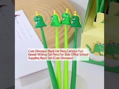 Schattige Dinosaurus Zwarte inktpennen, Cartoon Fun Kawaii Writing Gel Pennen Voor Kinderen Kantoor schoolbenodigdheden, 16pcs Set (Schoon Dinosaurus)